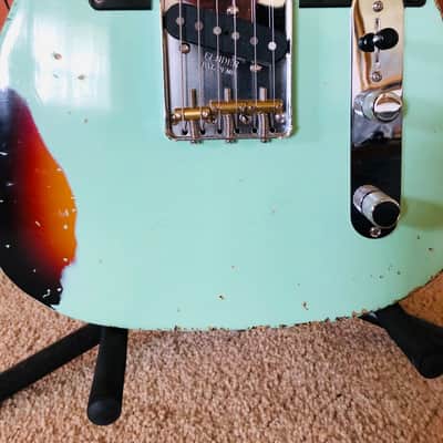 MJT/Fender Telecaster Esquire Aged Surf Green Nitro over 3-tone Sunburst image 8