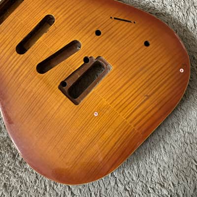 SSS Tiger Maple Top Cherry Burst Guitar Mahogany Body, Maple Neck image 3