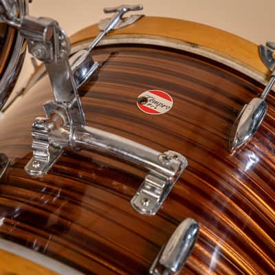 1970s Tempro Tiger Eye's Pearl Drum Set 14x20 8x12 and 16x16 image 9