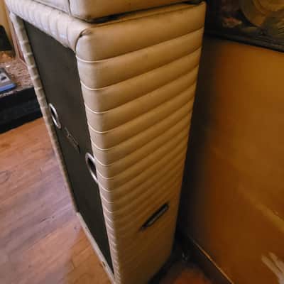 Wheeled Kustom 200-B 2 200-B2 Amplifier 70's champagne gold Amp Head w/3x15 image 4