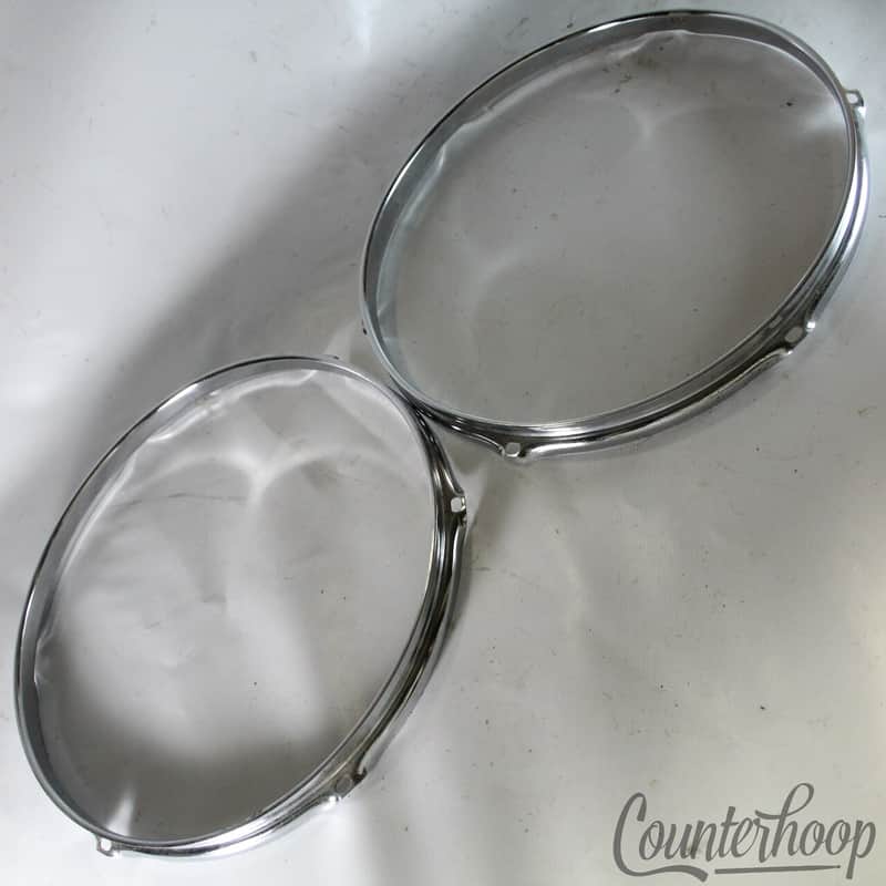 Ludwig 2x 13"Tom Drum Rims/Hoops Triple-Flange Chrome Classic 6-Hole Vintage 60s image 1