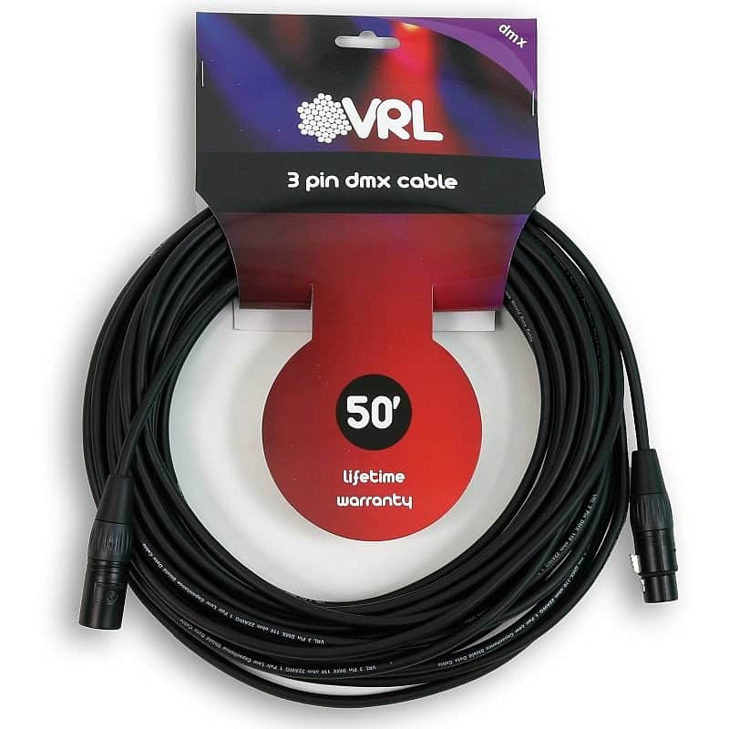 VRL VRLDMX3P50 3-Pin DMX Lighting Cable - 50' image 1