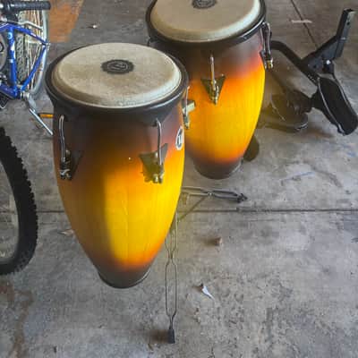 Latin Percussion LP646NY-VSB City Series 10/11" Conga Set with Stand, Black Hardware 2010s - Vintage Sunburst image 2