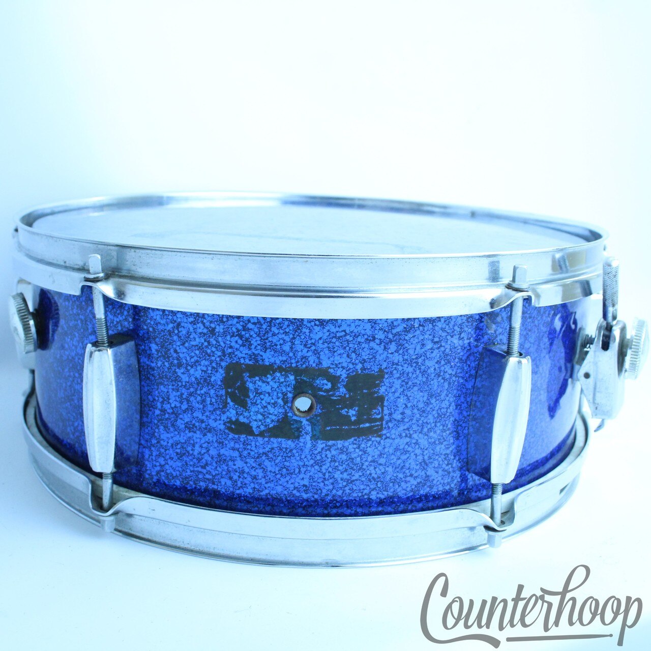 Hoshino Kougyou 14x5.5" Snare Drum 3Ply+Re-Rings Japan Blue Sparkle Vintage 60s — main photograph