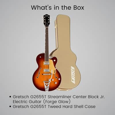 Gretsch G2655T Streamliner Center Block Jr. Double-Cut Electric Guitar with Bigsby and Laurel Fingerboard (Forge Glow) Bundle with Gretsch Case for Streamliner Electric Guitar (Brown) image 2