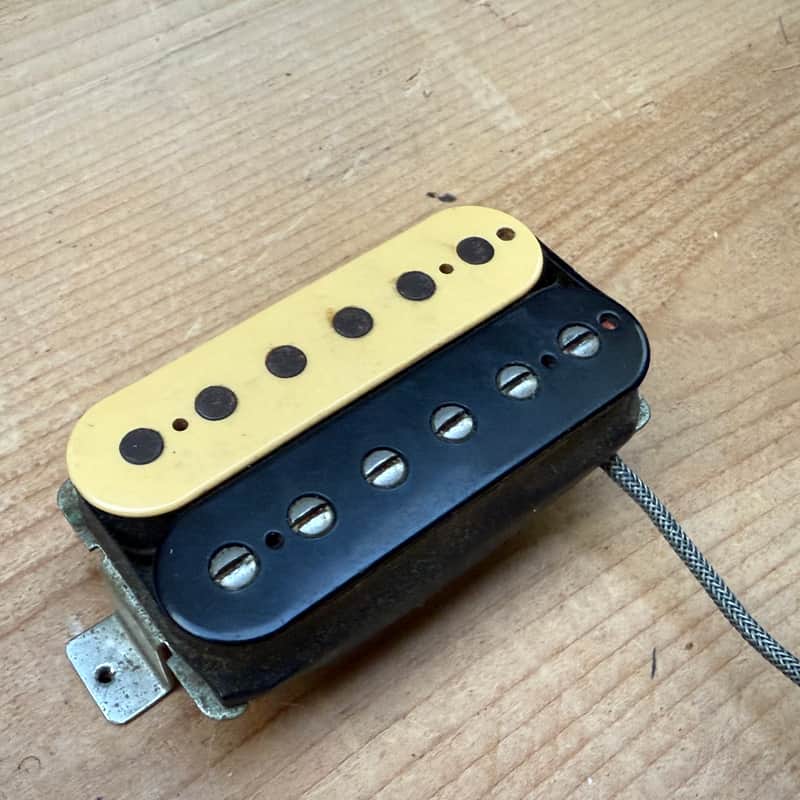 Vintage 1980 Gibson Tim Shaw PAF Humbucker Pickup Black and Cream Zebra Made in USA Patent No 2737842 image 1
