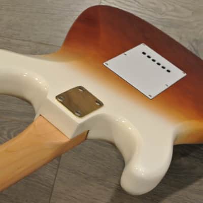 1980's Lotus L640 Stratocaster - Wild Tri-Color Shaded Finish with Gold Hardware + Brass Nut image 10