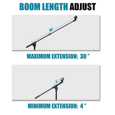 Microphone Stand - Tripod Boom Mic Stand With Carrying Bag And Screw Adapter (Tripod) image 3