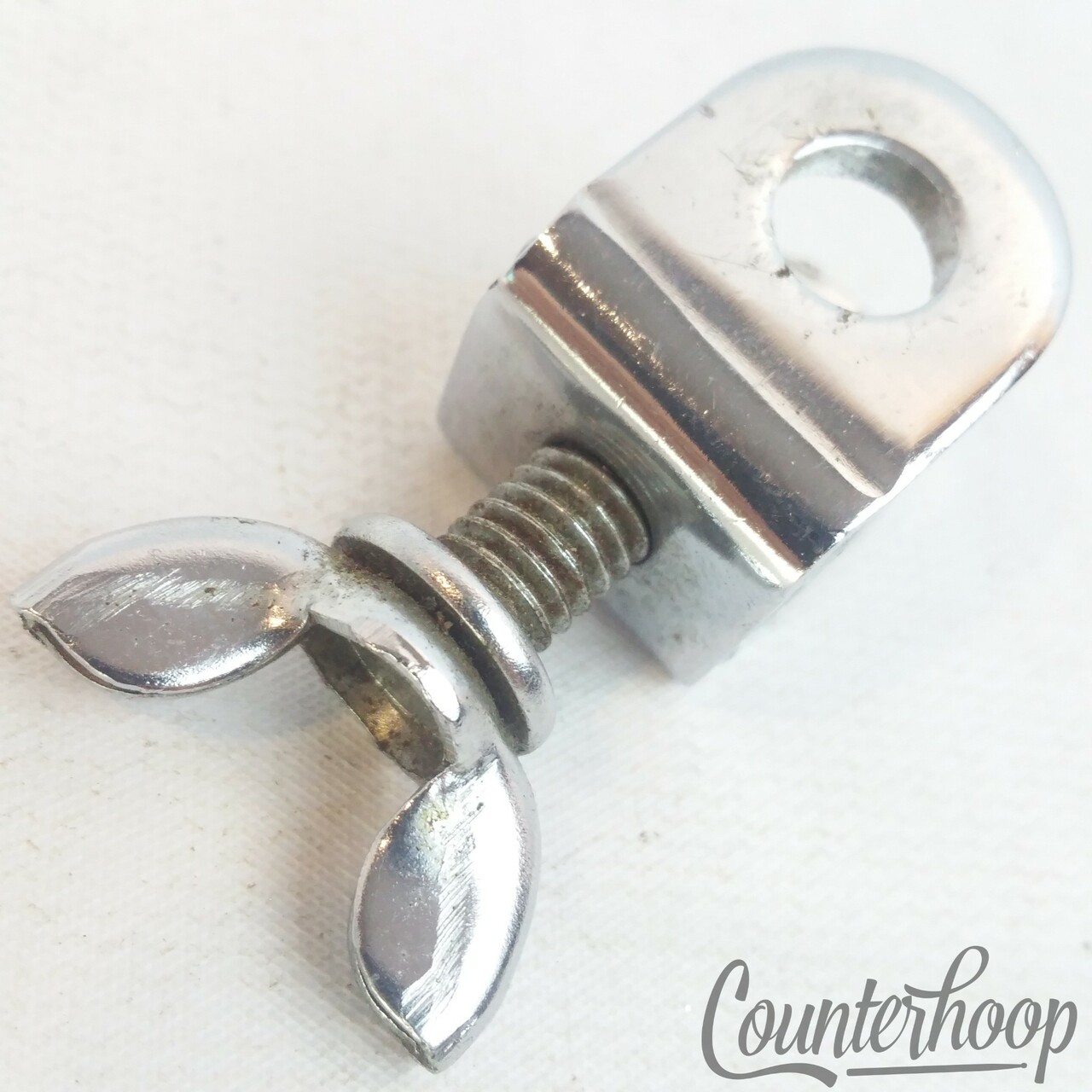 Ludwig Cowbell 3/8"Mounting Bracket Clamp+Wing-Screw Mount Chrome Vintage 60s — main photograph