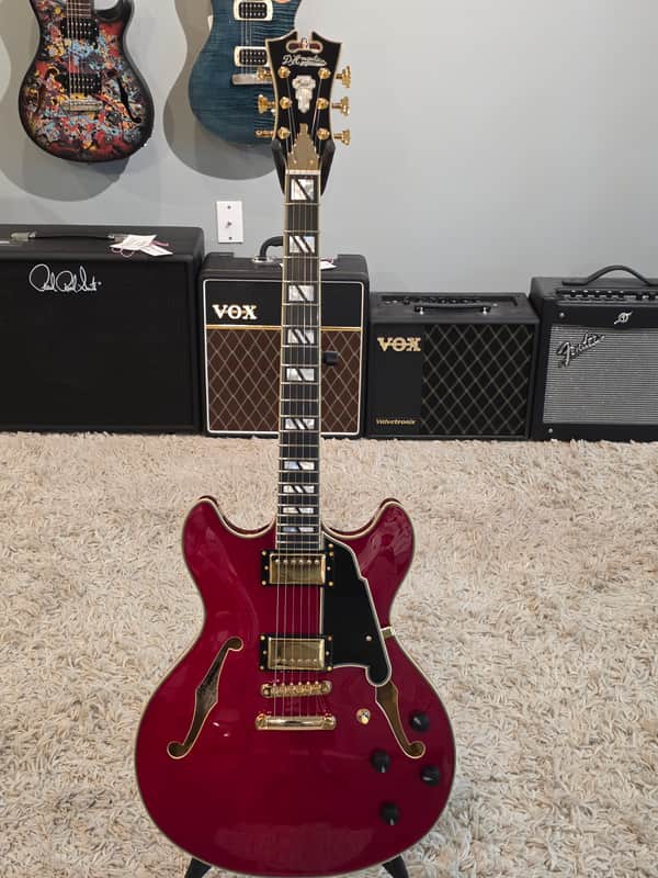 D'Angelico Excel DC Semi-Hollow with Stop-Bar Tailpiece Cherry image 1