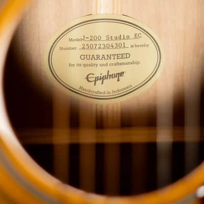 Epiphone J-200 Studio EC Acoustic/Electric Guitar - Antique Natural with Gig Bag image 14