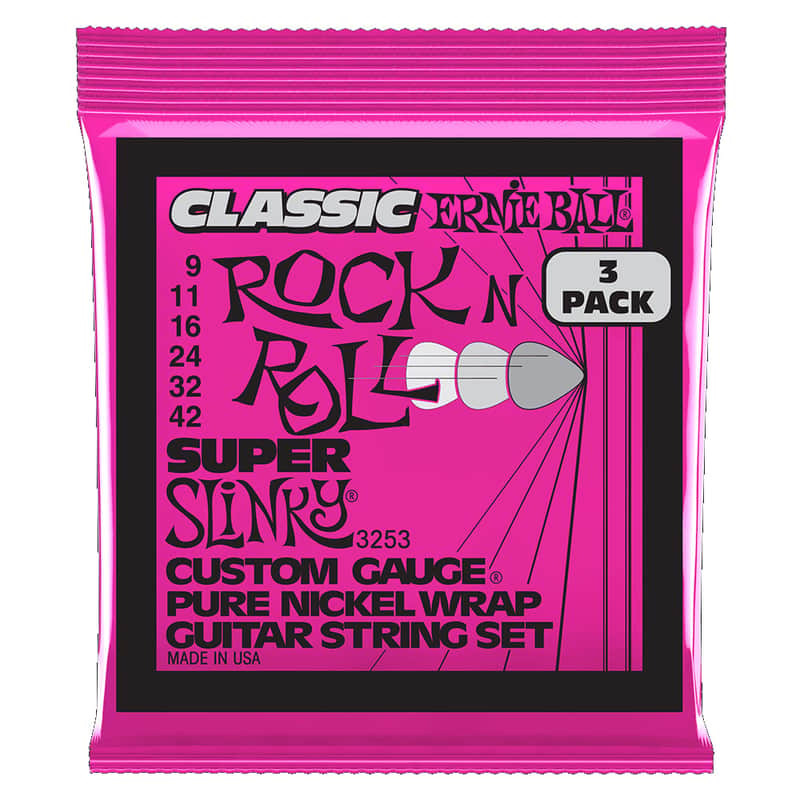 Ernie Ball Super Slinky Classic Rock N Roll Pure Nickel Wrap Electric Guitar Strings 3 Pack - 9-42 Gauge image 1
