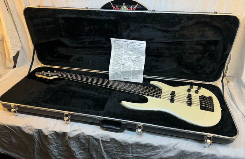 Carvin LB76 LB-76 6-string Bass with Case - s/n 43381 - Pearloid White image 1
