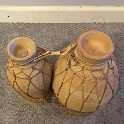 Traditional Moroccan Clay Double Tam Tam / Tbilat Drums image 3