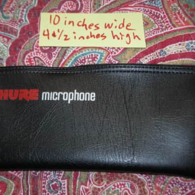 lightly used very clean 1980s Shure microphone pouch, outer areas are black vinyl with a very light reptile texture/appearance & one area has a red & silver graphic / inside is black / black zipper (NO microphone) 10 inches W, 4 & 1/2 inches H image 1