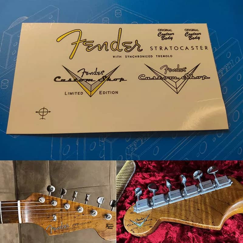 Original Fender Electric Guitar Headstock Logo Water Transfer Decal with Peel-ST 58-Off Film image 1