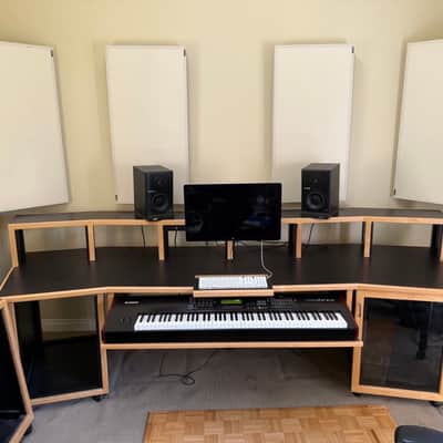 KK Audio Custom Producer Desk with Dual Bay Rack Unit 2006 (tons of rack space!!)- Black and Light Oak image 2