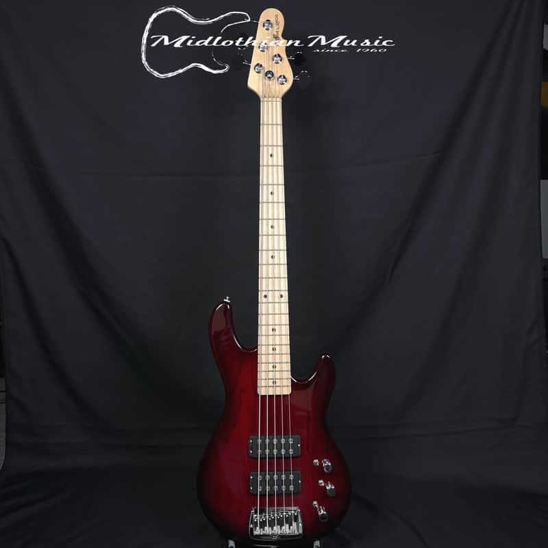 G&L Tribute L-2500 - 5-String Active Bass Guitar - Red Burst Finish image 1