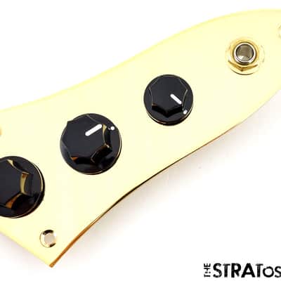 *NEW LOADED CONTROL PLATE for Fender Jazz Bass Pots, Plate, Wiring & Jack GOLD image 1