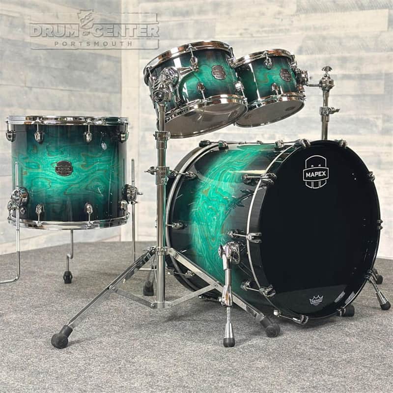 Mapex Saturn VI Rock 4pc Drum Set 22/10/12/16 Marine Teal Burst image 1