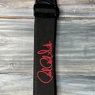 Mint PRS Signature Logo 2" Poly Guitar Strap - Black w/ Red Signature image 3