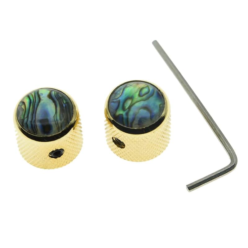 2pcs Gold Tele Telecaster Abalone Top Guitar Dome Knobs Bass Knobs with Set Screw and Wrench image 1
