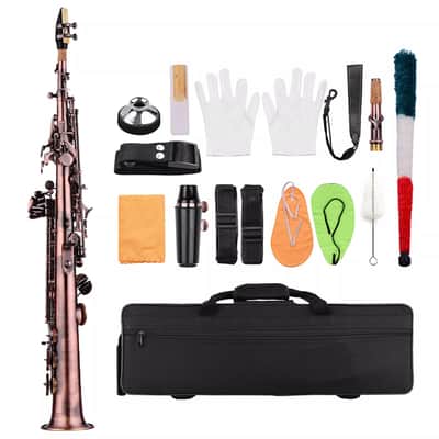 Straight Soprano Saxophone Bb Brass Nickel Plated with Carve Pattern – Full Sax Kit for Jazz & Classical Music image 1