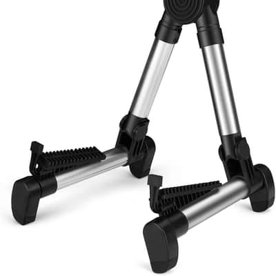 Guitar Stand Folding Adjustable A-Frame Floor Portable Instrument Stand Rack Holder for Acoustic Electric Classical Guitar and Bass, Violin, Ukulele, Banjo, Mandolin Portable Lightweight image 1