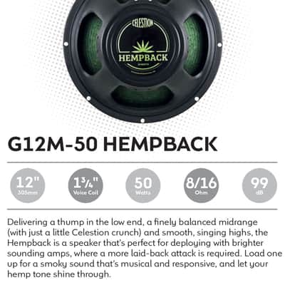 Celestion G12M-50 HEMPBACK 12" 16ohm 50W Ceramic Magnet Guitar Speaker 99dB 75Hz T6474 image 1
