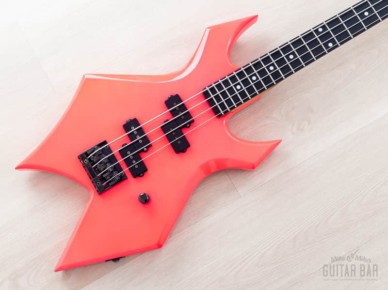 1988 BC Rich Warlock Bass NJ Series II Vintage Double P Fluorescent Pink, Japan image 1