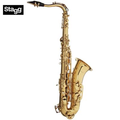 Stagg WS-TS215 Key of Bb Tenor Saxophone w/Soft Case, Mouthpiece, Reed, Ligature, Cap, Swab & Gloves image 1