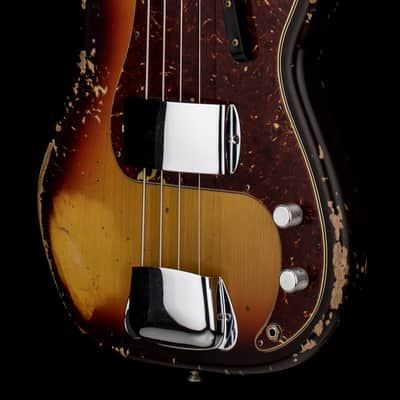 Fender Custom Shop Empire 58 Precision Bass Heavy Relic - Faded Aged Chocolate 3-Color Sunburst #91060 image 7