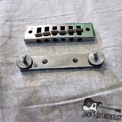 Gibson "Harmonica" Schaller-made Tune-O-Matic Bridge for Marauder, L6S, S-1 (1970s, Chrome) image 10
