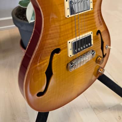 1999 PRS McCarty Hollowbody II 10 Top Moon Inlay Amber Vintage Sunburst Hollow Body Archtop AAA Figured Flame Curly Maple Ten Top Wide Fat 90s 1990's Electric Guitar Custom Inlays image 20