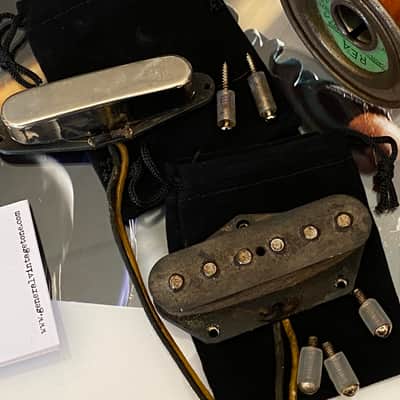 General Vintage Tone Telecaster pickup set hand wound 1957 / 58 NOS Fw1177 formvar heavy REA Mangnetics Indiana , US one , March of 1958 Aged image 2