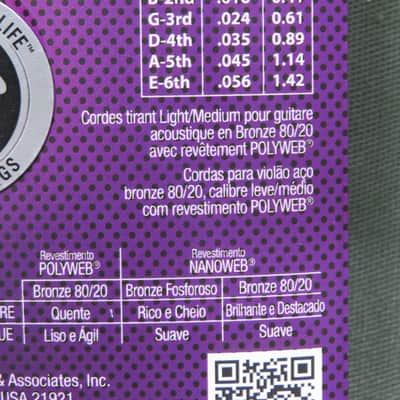 Elixir 11075 Polyweb 80/20 Bronze Acoustic Guitar Strings  - Light/Medium (12-56) image 5