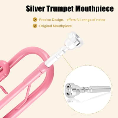 Bb Standard Trumpet Professional Brass Trumpets for Beginner Standard Student Trumpet Set with Hard Case,7C Mouthpiece,Gloves(Pink) image 2
