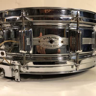 Rogers "5-Line" Dyna-Sonic 5x14" Brass Snare Drum with "Beavertail" Lugs 1967 - 1974 - Chrome image 1