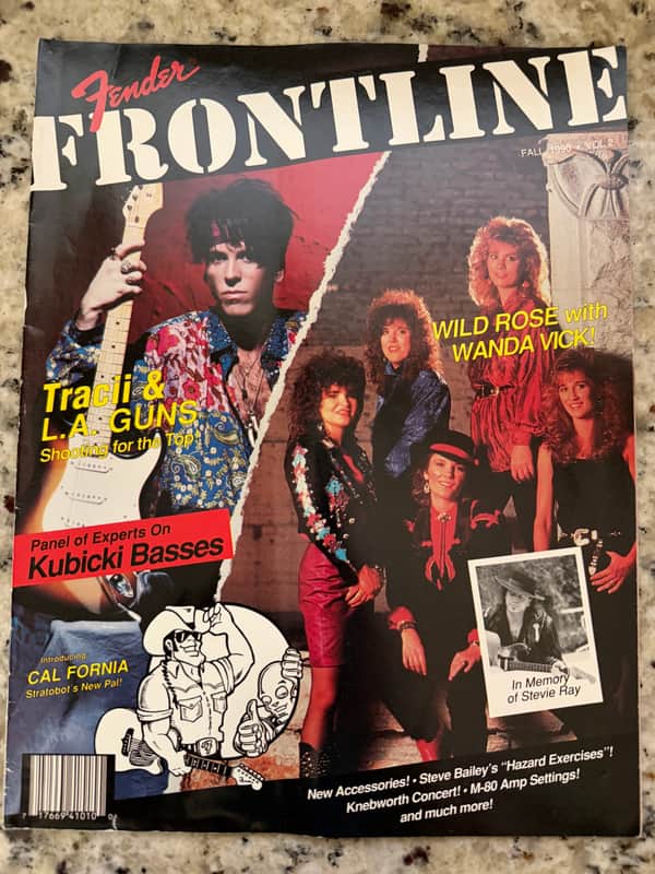 Fender Frontline Magazine 1990 Tracii Guns stratocaster telecaster Stevie Ray Vaughan Kubicki  Bass image 1