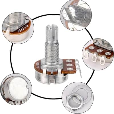 Guitar Potentiometer Audio Pots A100k Ohm Replacement for Electric Guitar Bass Volume Knob Pots Shaft L 18mm Pack of 10 image 3