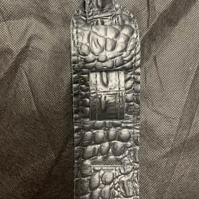 LM 2" faux Crocodile Alligator Texture Black Leather GUITAR strap NEW. image 3