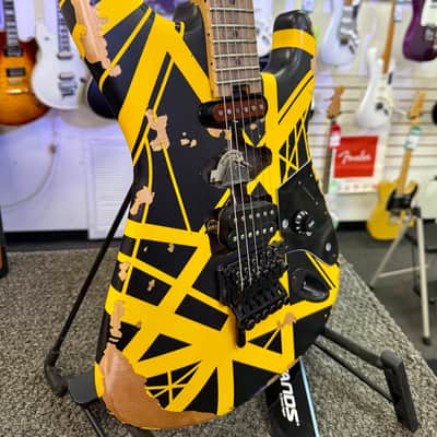 EVH Limited Edition Striped Series Frankenstein Frankie, Maple Fingerboard, Black with Yellow Stripes, Aged image 6