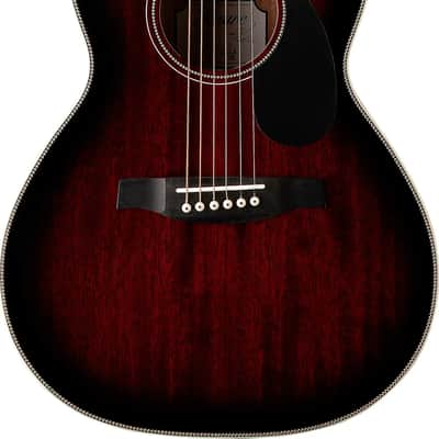 PRS SE P20E Parlor Acoustic-Electric Guitar, Solid Mahogany Top, Fire Red Burst image 1
