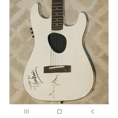 Autographed Davy Jones & Weird Al Yankovic Kramer  Ferrington Acoustic/Electric -1990's - White image 2