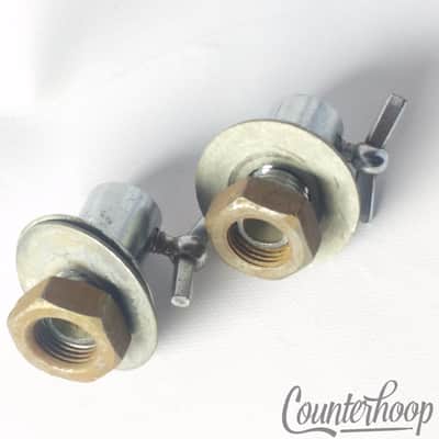 Gretsch Disappearing Spur Mounts Straight Bass Drum Leg Receivers 50s Chrome W&A - Excellent / 6.95/24.95 image 2