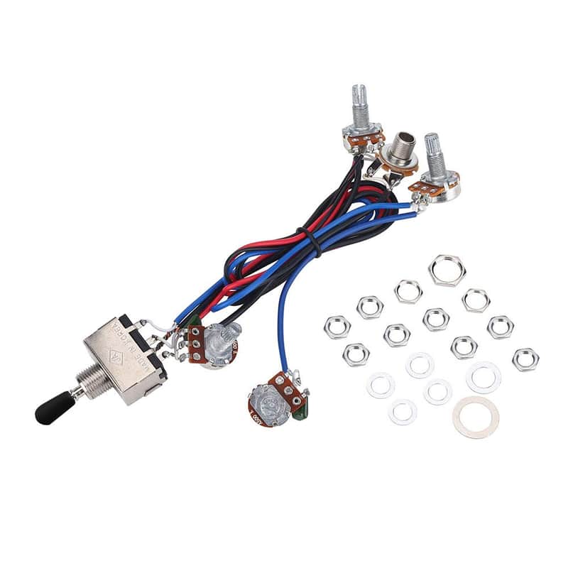 Guitar Wiring Harness Kit, 3 Way Switch 2 Volume 2 Tone 1 Jack 500K Pots for Les Paul LP Guitar Guitar Wiring Kit 1 Vowiring image 1