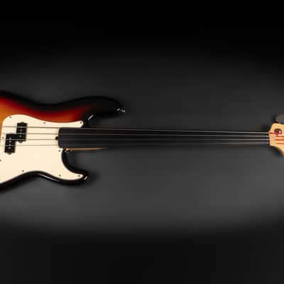 2005 Fender 60th Anniversary American Precision Bass Custom Fretless - 3-Color Sunburst | USA 4-String Boutique Ebony Fretboard | Case image 3