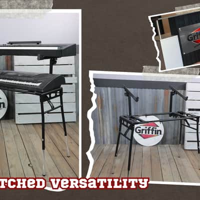 Griffin DJ Coffin Workstation Stand - 2 Tier Double Table Top Keyboard and Laptop Holder - Duel Level Multi-Purpose Portable Studio Mixer Mount for Turntables, Speakers, Pro-Audio Gear PA Equipment image 12