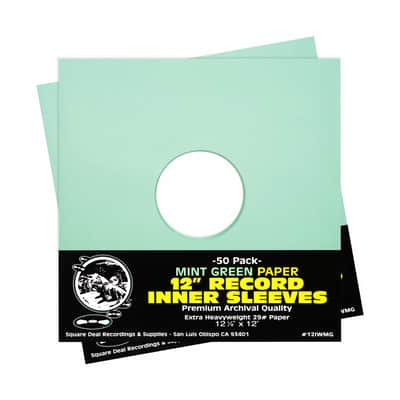 (100) 12" PREMIUM 29# MINT GREEN Paper Vinyl LP Record Album Inner Sleeves ARCHIVAL image 1
