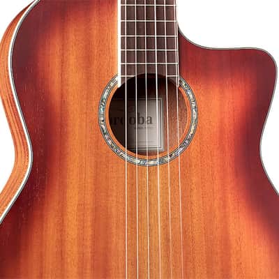 Cordoba C4-CE Nylon-String Acoustic-Electric Guitar, Mahogany, Edge Burst image 5